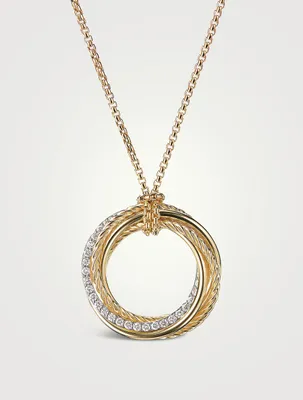 Crossover Pendant Necklace In 18k Yellow Gold With Pavé Diamonds