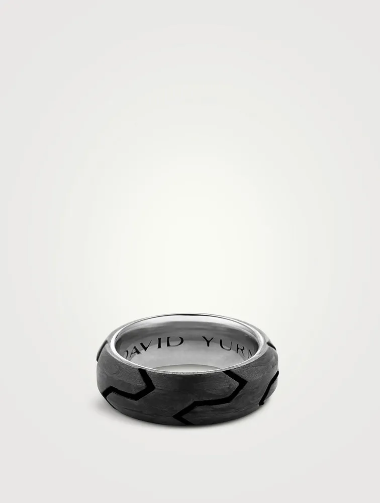 Forged Carbon Beveled Band Ring Sterling Silver