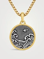Water And Fire Duality Amulet In Sterling Silver With 18k Yellow Gold, 30mm
