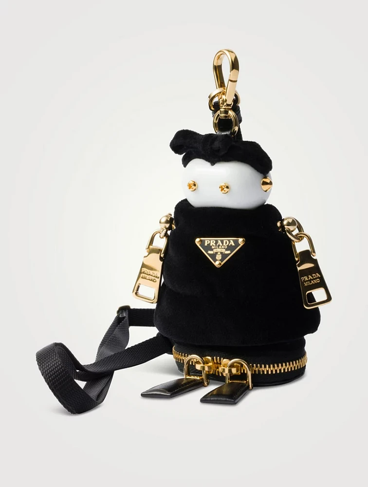 Soft Robot Velvet Bag Charm With Shoulder Strap