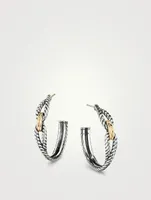 Cable Loop Hoop Earrings In Sterling Silver With 18k Yellow Gold