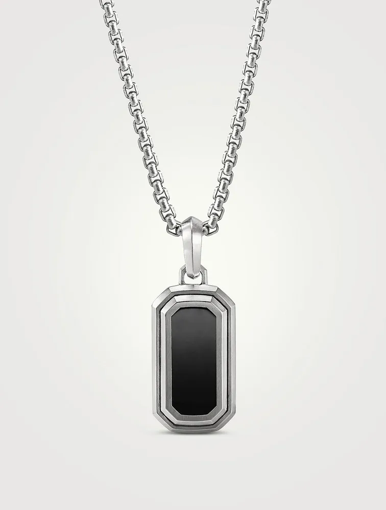 Deco Amulet In Sterling Silver With Black Onyx