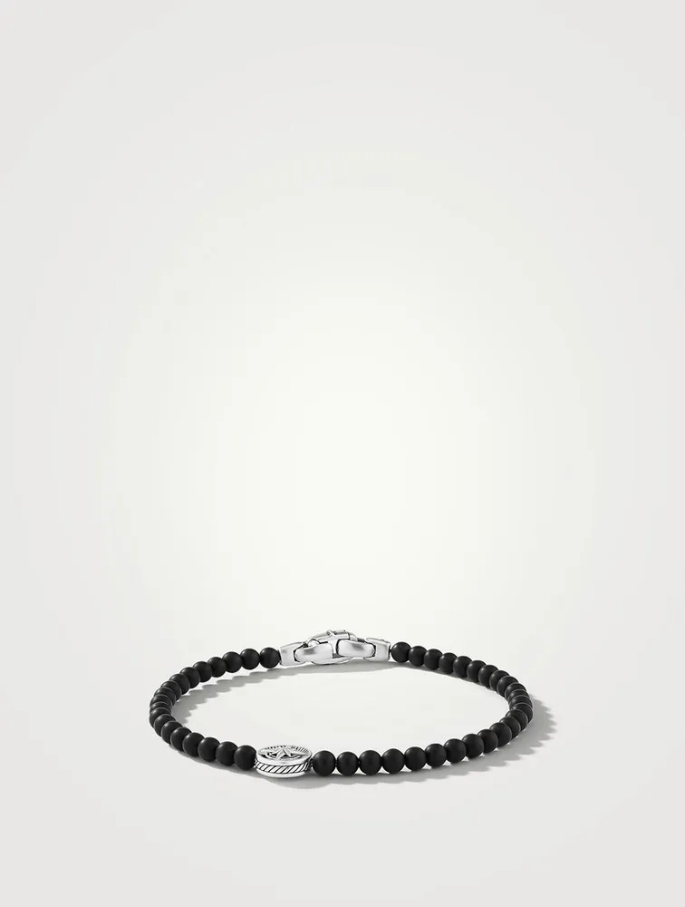 Spiritual Beads Compass Bracelet Sterling Silver With Black Onyx