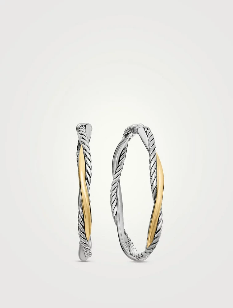Infinity Hoop Earrings In Sterling Silver With 14k Yellow Gold, 42mm