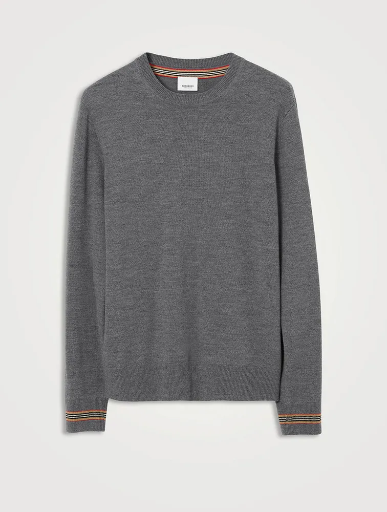 Icon Stripe Trim Wool Sweater