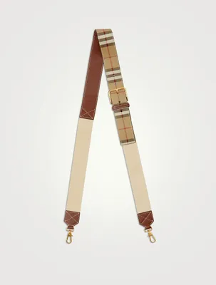 Check And Leather Bag Strap