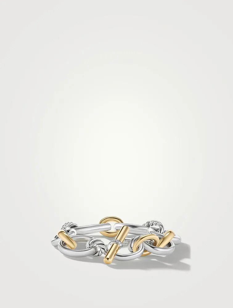 Dy Mercer™ Chain Bracelet In Sterling Silver With 18k Yellow Gold And Pavé Diamonds