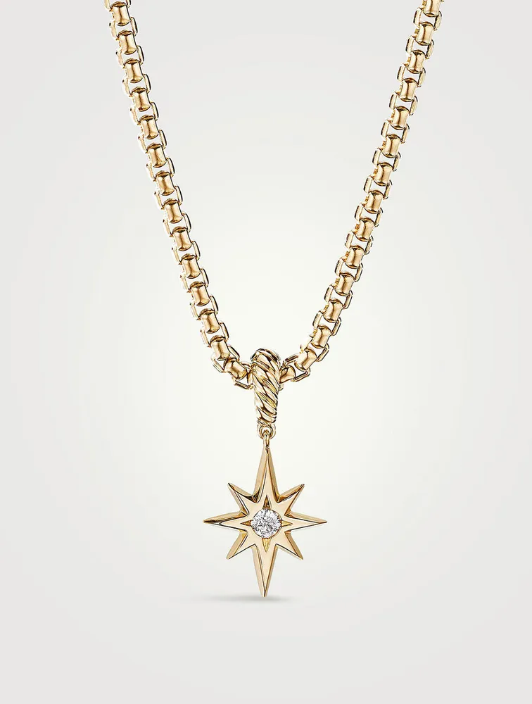North Star Birthstone Amulet In 18k Yellow Gold With Center Diamond