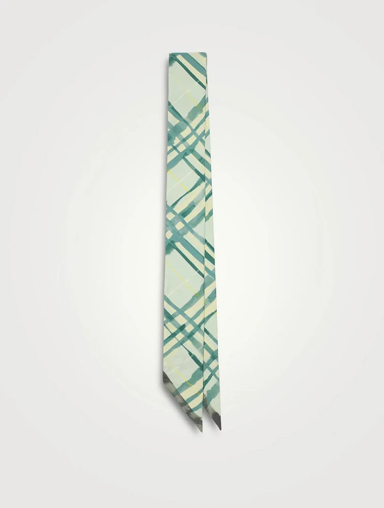 Skinny Reversible Check Silk Scarf
