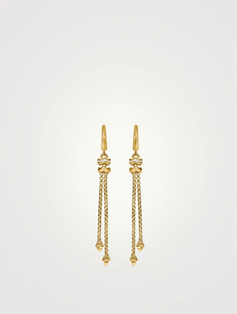 Zig Zag Stax™ Chain Drop Earrings In 18k Yellow Gold With Diamonds, 66mm