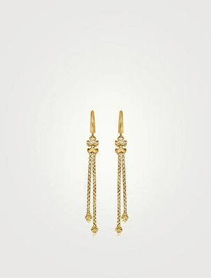 Zig Zag Stax™ Chain Drop Earrings In 18k Yellow Gold With Diamonds, 66mm