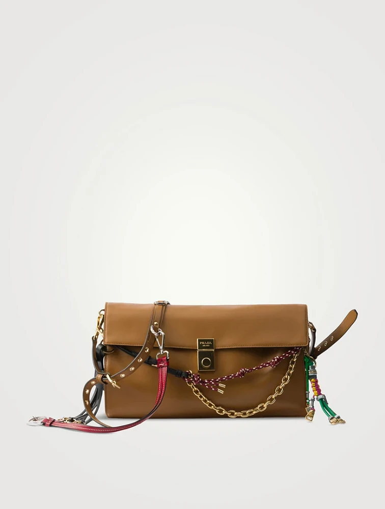 Prada Soft Sound Large Leather Shoulder Bag With Charms