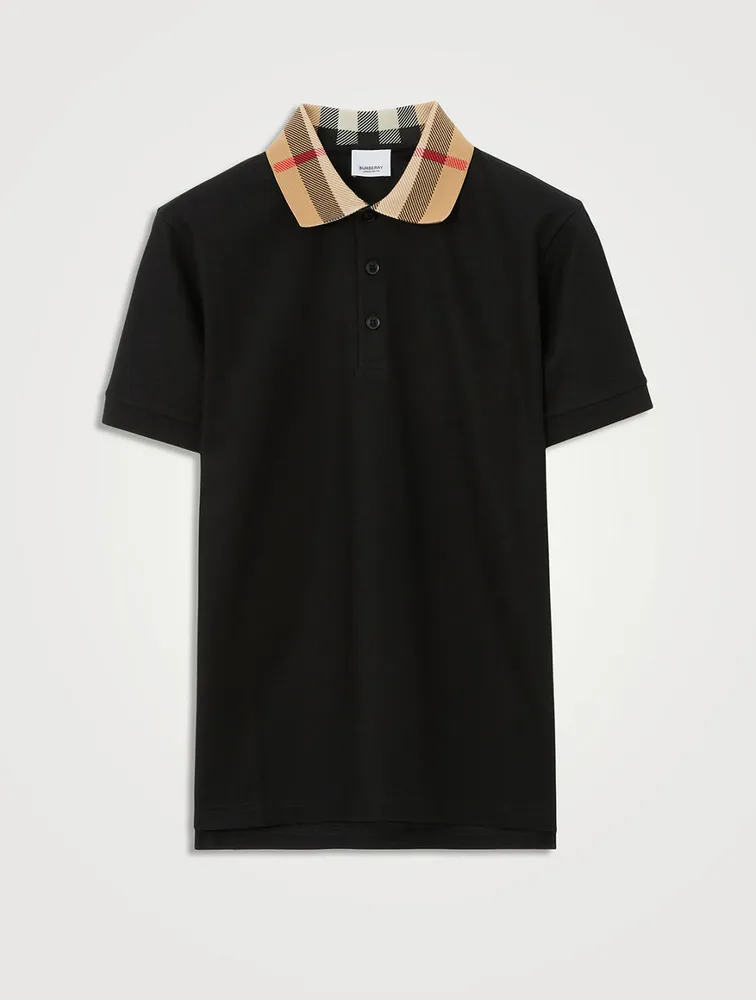 Check Collar Cotton Polo Shirt