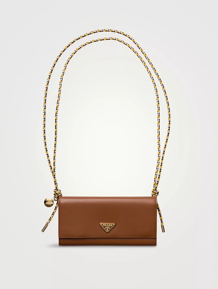 Wallet With Leather Shoulder Strap