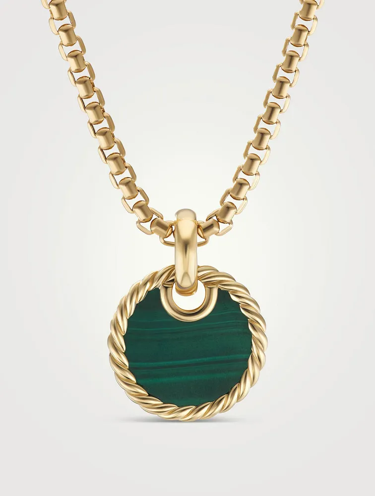 Dy Elements® Disc Pendant In 18k Yellow Gold With Malachite