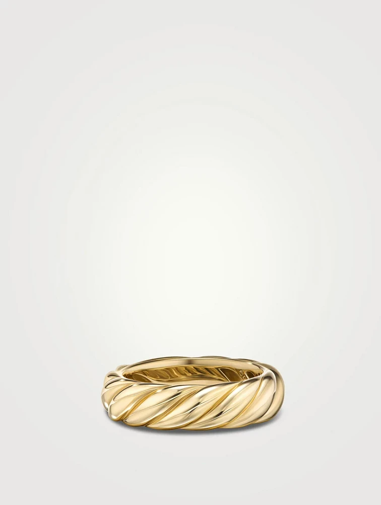 Sculpted Cable Band Ring 18k Yellow Gold, 6mm