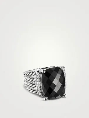 Wheaton® Ring Sterling Silver With Black Onyx And Pavé Diamonds