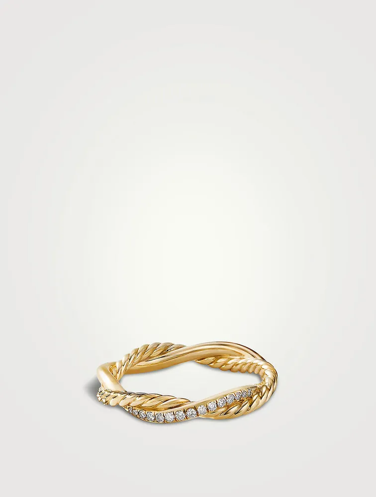 Petite Infinity Band Ring 18k Yellow Gold With Pavé Diamonds