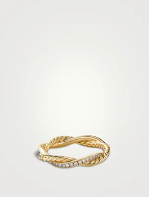 Petite Infinity Band Ring 18k Yellow Gold With Pavé Diamonds