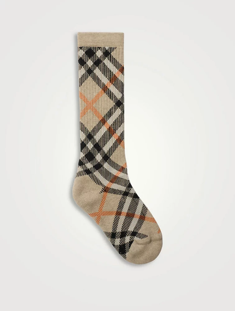 Check Cotton Blend Socks