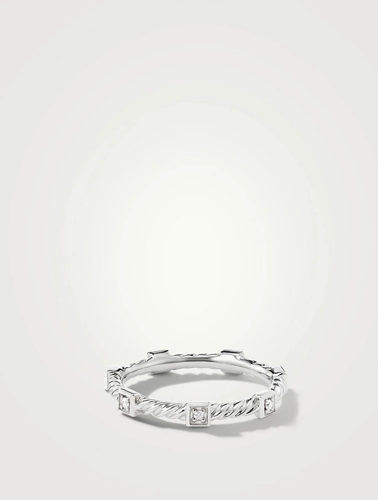 Cable Collectibles® Stack Ring 18k White Gold With Diamonds