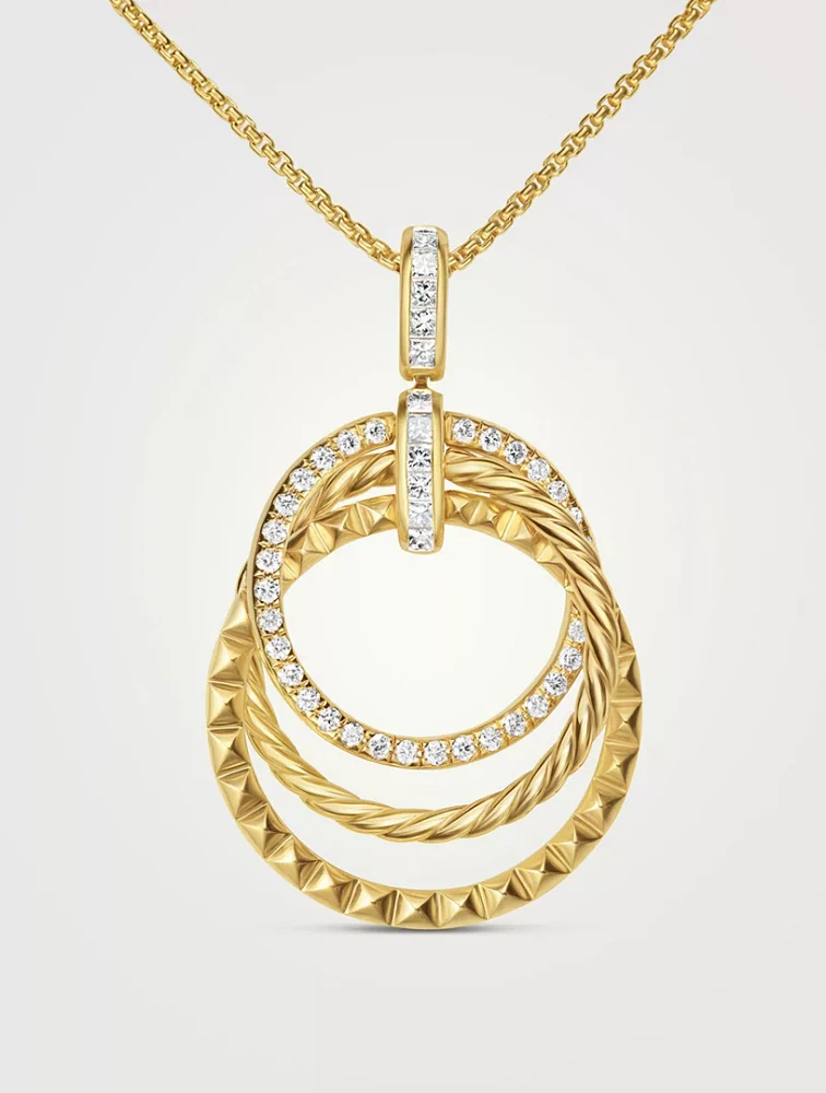 Crossover Trio Pendant Necklace In 18k Yellow Gold With Diamonds