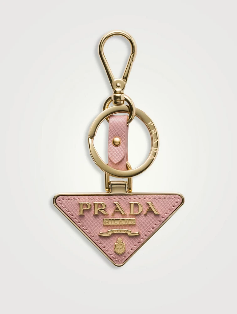 Saffiano Leather And Metal Keychain
