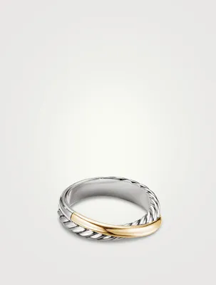 Crossover Band Ring Sterling Silver With 18k Yellow Gold