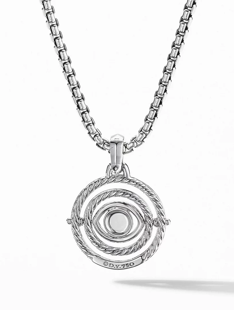 Evil Eye Mobile Amulet In 18k White Gold With Pavé Blue Sapphires And Diamonds