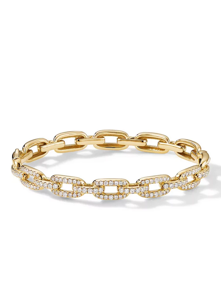 Stax Chain Link Bracelet 18k Yellow Gold With Pavé Diamonds