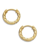 Pavé Huggie Hoop Earrings In 18k Yellow Gold With Diamonds, 13mm