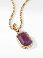 Emerald Cut Amulet In 18k Yellow Gold With Indian Ruby