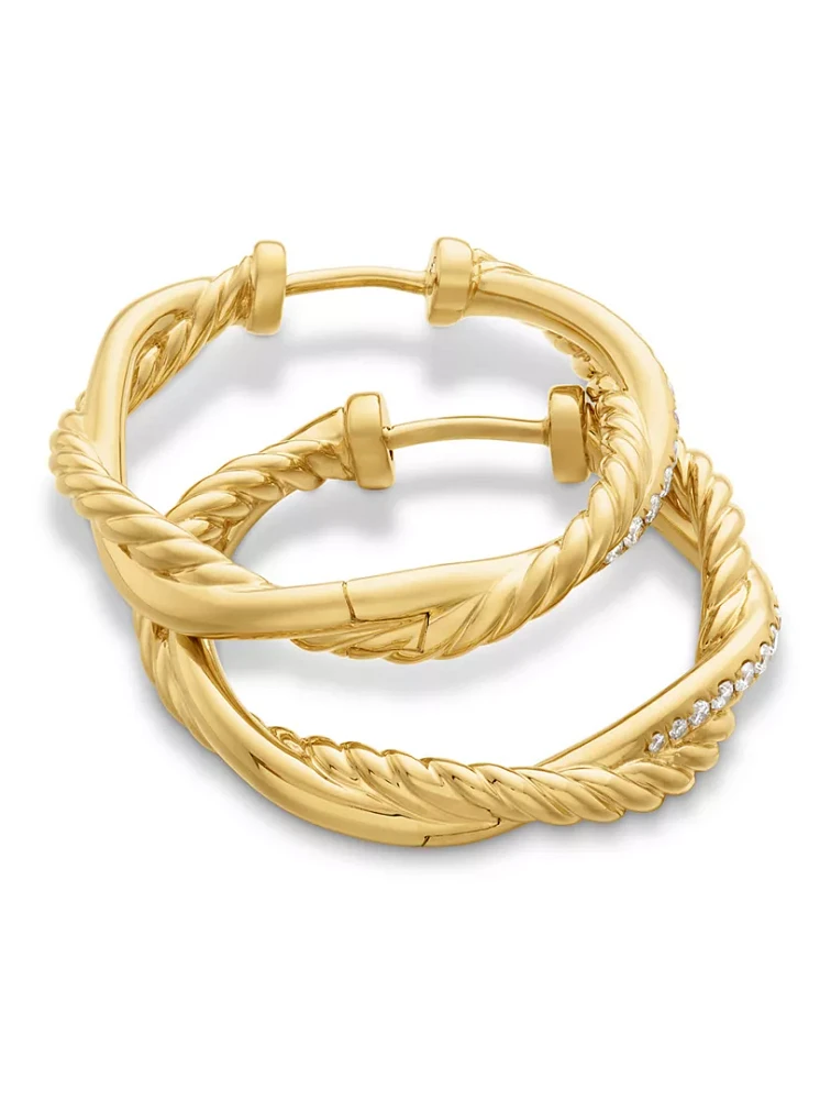 Petite Infinity Hoop Earrings In 18k Yellow Gold With Diamonds, 17.3mm