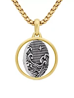 Water And Fire Duality Amulet In Sterling Silver With 18k Yellow Gold, 30mm