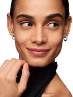 Petite Pavé Huggie Hoop Earrings In Sterling Silver With Diamonds, 14mm