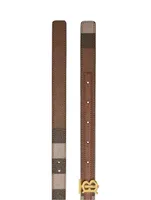 Check And Leather Reversible Tb Belt