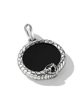 Cairo Ouroboros Amulet In Sterling Silver With Black Onyx And Ruby