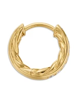 Pavé Huggie Hoop Earrings In 18k Yellow Gold With Diamonds, 13mm