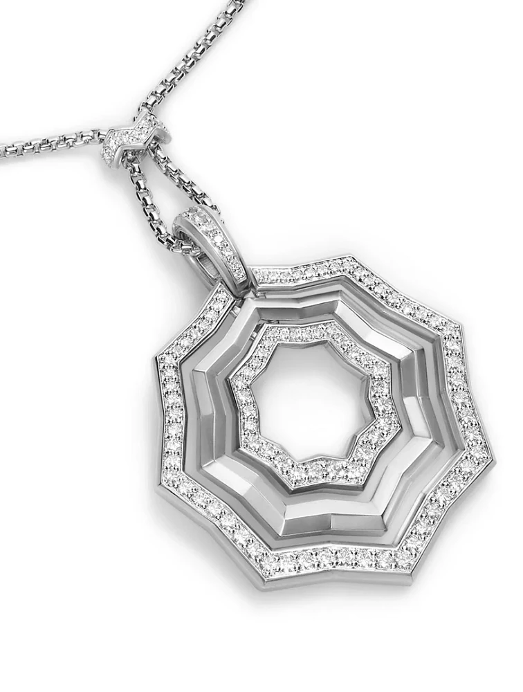Zig Zag Stax™ Pendant Necklace In Sterling Silver With Diamonds
