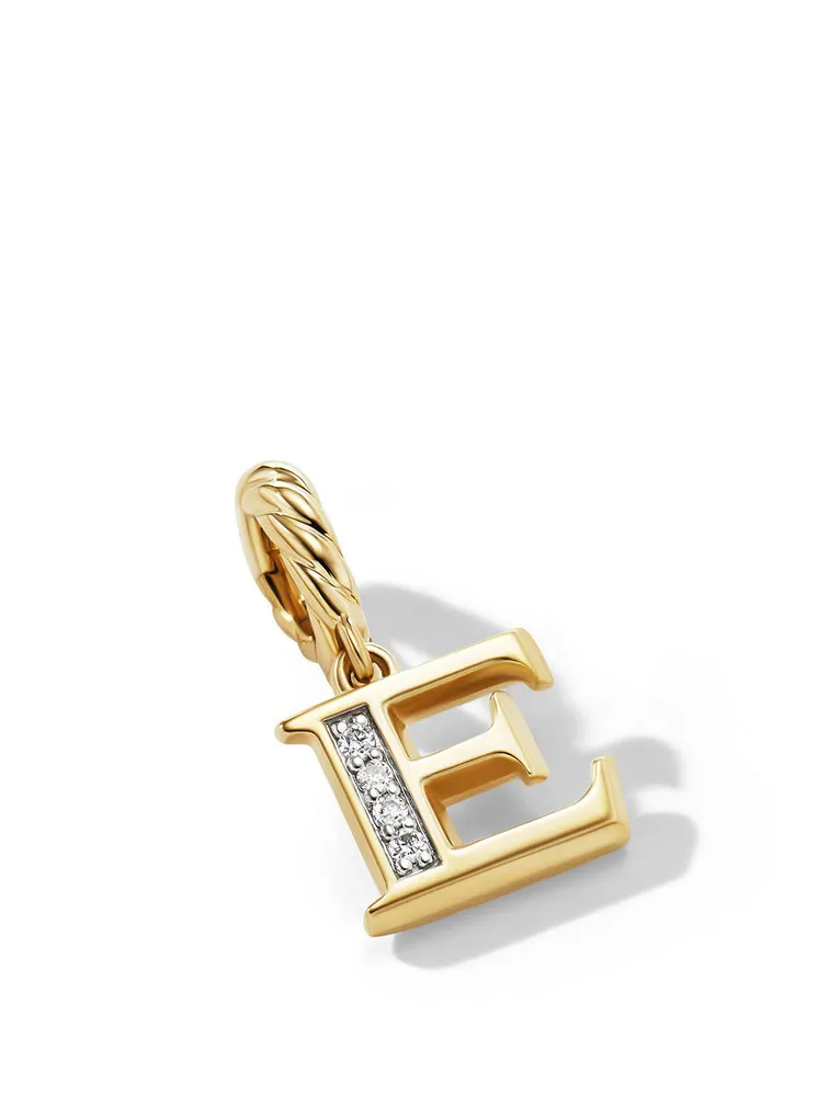 Pavé E Initial Pendant In 18k Yellow Gold With Diamonds