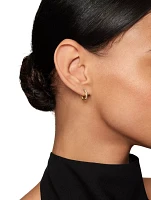 Pavé Huggie Hoop Earrings In 18k Yellow Gold With Diamonds, 13mm