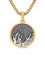 Water And Fire Duality Amulet In Sterling Silver With 18k Yellow Gold, 30mm