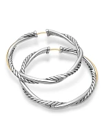 Infinity Hoop Earrings In Sterling Silver With 14k Yellow Gold, 42mm