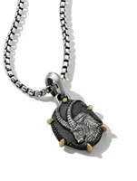 Capricorn Amulet In Sterling Silver With 18k Yellow Gold