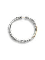 Infinity Hoop Earrings In Sterling Silver With 14k Yellow Gold, 42mm