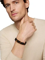 Spiritual Beads Two Row Woven Bracelet Black Onyx, Tiger’s Eye, Nylon And Sterling Silver, 8mm