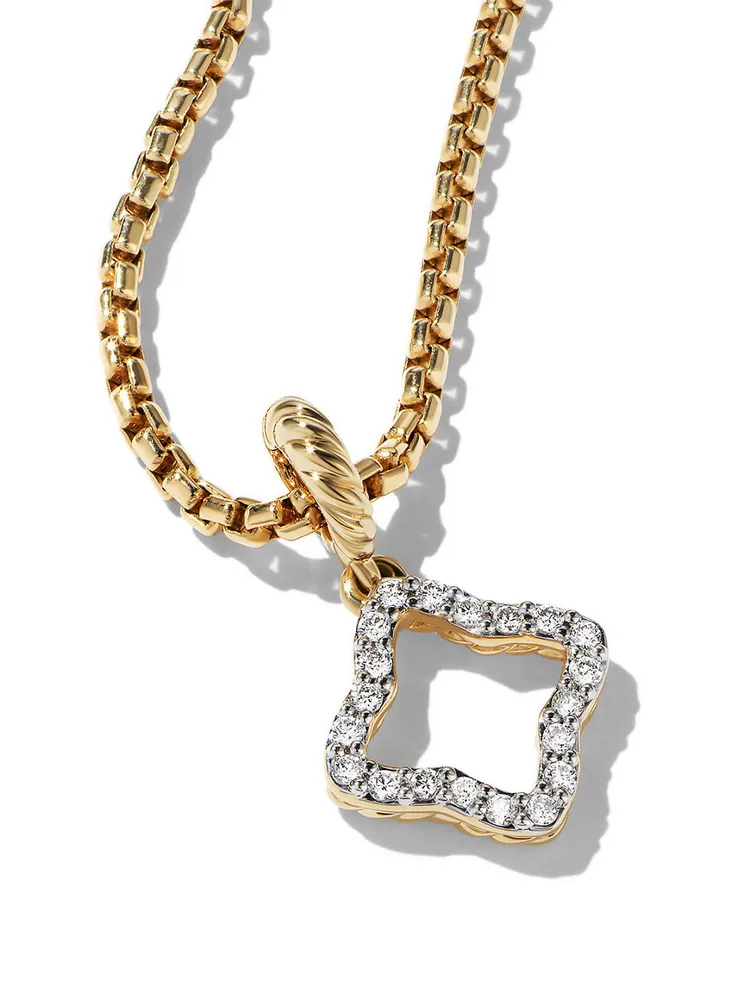 Quatrefoil Amulet In 18k Yellow Gold With Pavé Diamonds