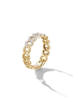 Belmont® Curb Link Band Ring 18k Yellow Gold With Pavé Diamonds