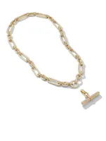 Lexington E/w Barrel Pendant In 18k Yellow Gold With Full Pavé Diamonds