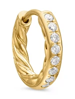Pavé Huggie Hoop Earrings In 18k Yellow Gold With Diamonds, 13mm